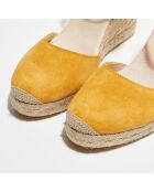 Espadrilles en Velours de Cuir moutarde - Talon 9 cm