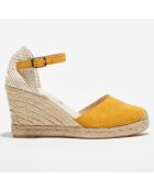 Espadrilles en Velours de Cuir moutarde - Talon 9 cm