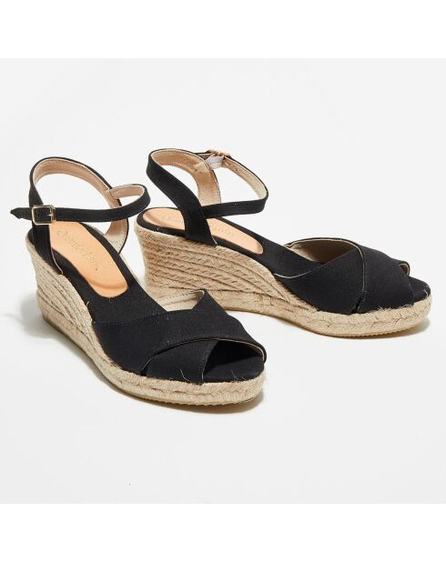 Schwarze Keilsandalen - Absatz 7 cm