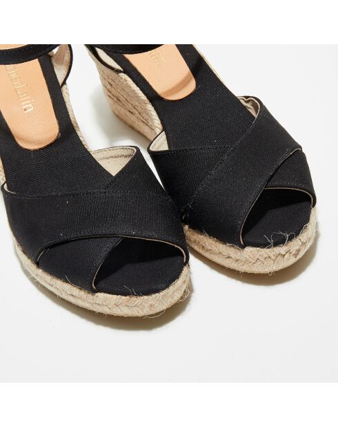 Schwarze Keilsandalen - Absatz 7 cm