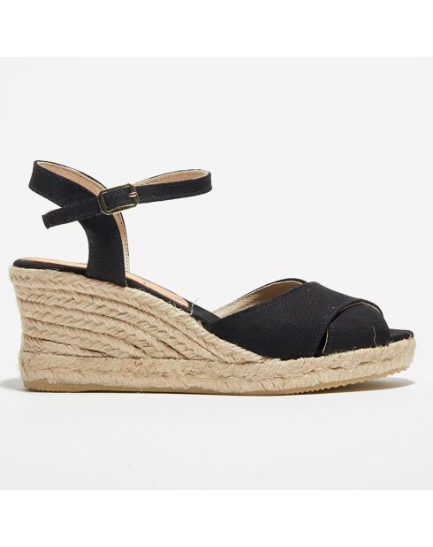 Schwarze Keilsandalen - Absatz 7 cm