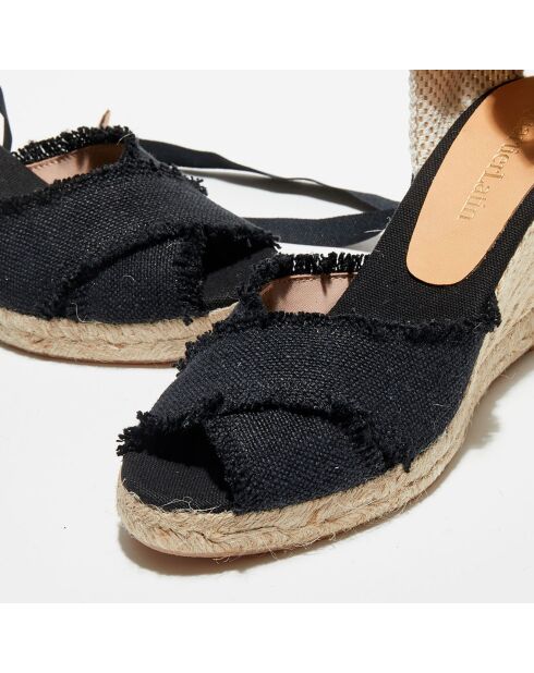 Schwarze Sandalen mit Keilabsatz - 8,5 cm Absatz