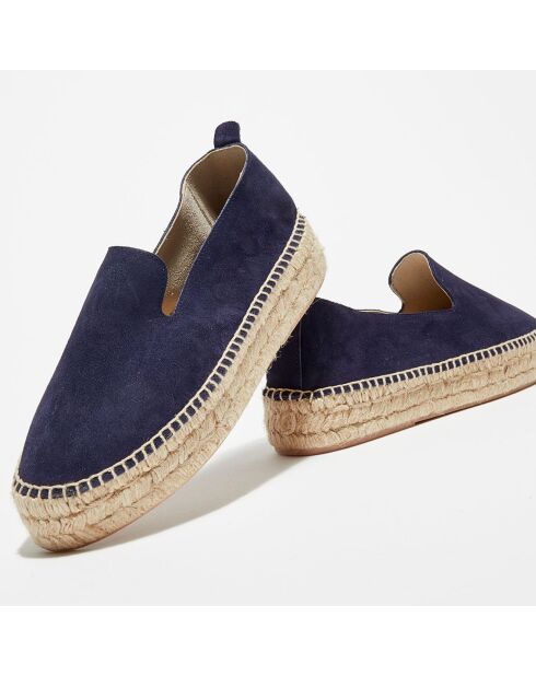 Espadrilles en Velours de Cuir bleu marine