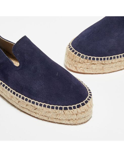 Espadrilles en Velours de Cuir bleu marine