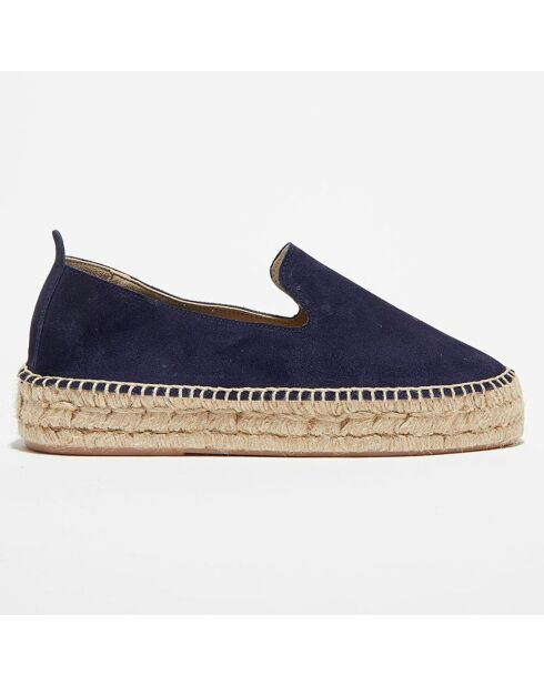 Espadrilles en Velours de Cuir bleu marine