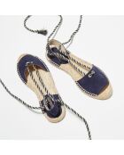 Espadrilles en Velours de Cuir bleu marine