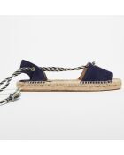 Espadrilles en Velours de Cuir bleu marine