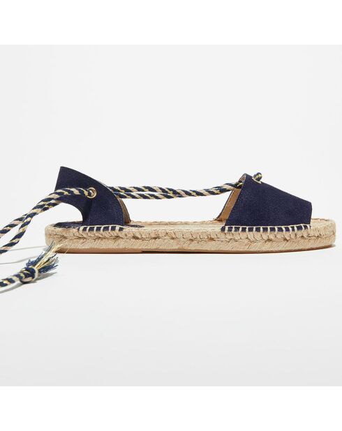 Espadrilles en Velours de Cuir bleu marine