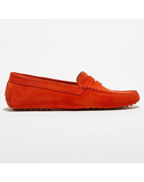 Mocassins en Velours de  Cuir  Nola  orange