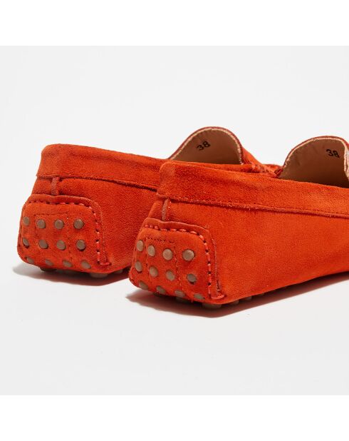 Mocassins en Velours de  Cuir  Nola  orange