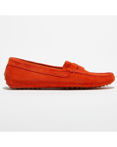 Mocassins en Velours de  Cuir  Nola  orange