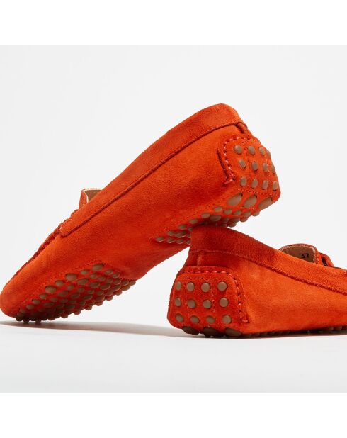 Mocassins en Velours de  Cuir  Nola  orange