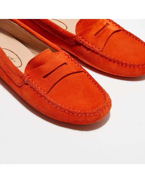 Mocassins en Velours de  Cuir  Nola  orange