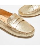 Mocassins en Cuir Croco dorés