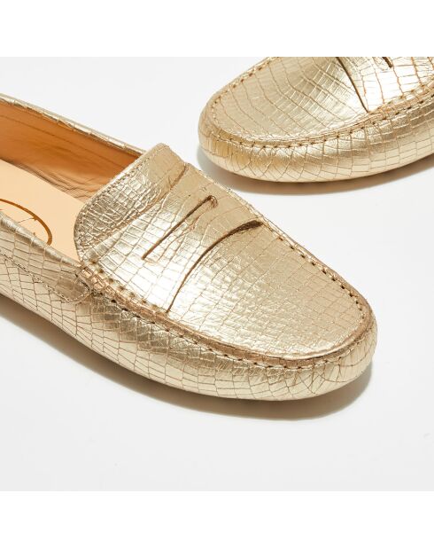 Mocassins en Cuir Croco dorés