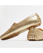 Mocassins en Cuir Croco dorés