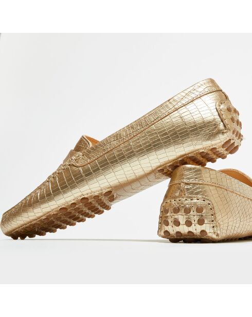 Mocassins en Cuir Croco dorés