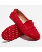 Mocassins en Velours de Cuir Nola  rouges