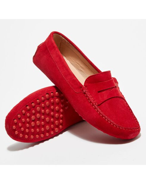 Mocassins en Velours de Cuir Nola  rouges