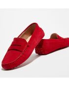 Mocassins en Velours de Cuir Nola  rouges