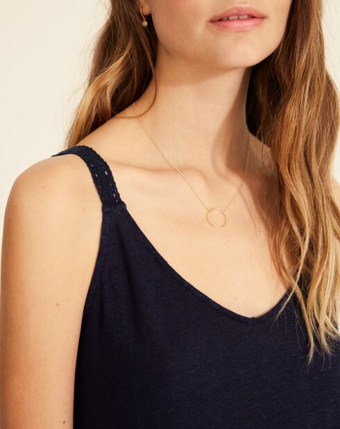 Marineblauwe tanktop van 100% linnen Elea