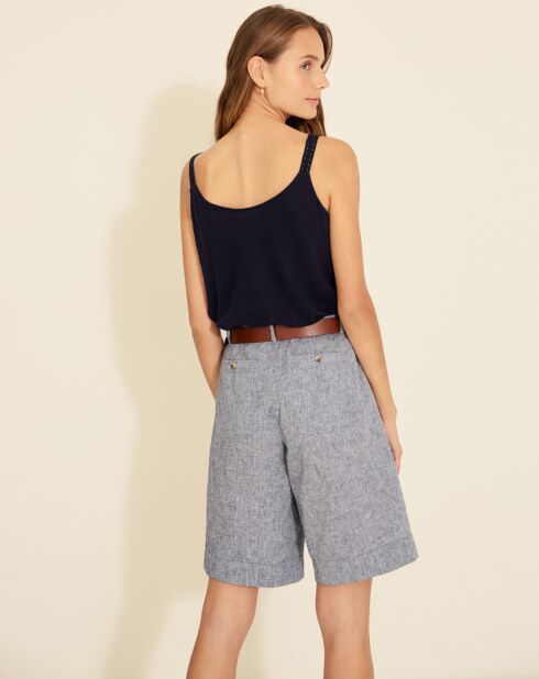 Marineblauwe tanktop van 100% linnen Elea