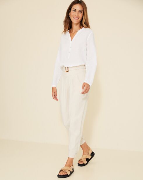 Pantalon droit avec ceinture Sophie beige