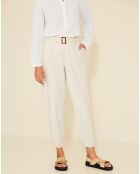 Pantalon droit avec ceinture Sophie beige