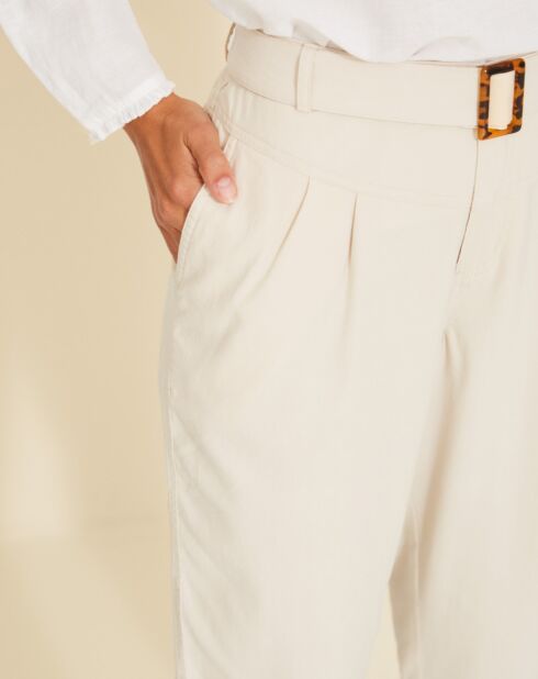 Sophie beige rechte broek met riem
