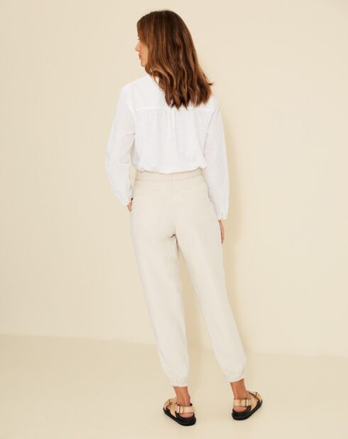 Sophie beige rechte broek met riem