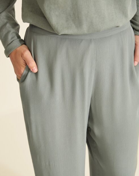 Mélanie kaki soepelvallende broek