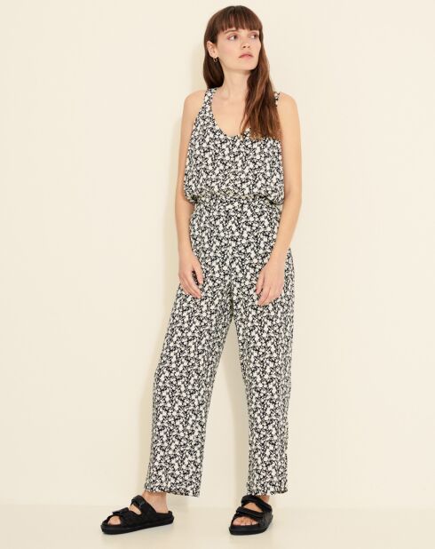 Sandra schwarz/weißes Top mit Blumenmuster