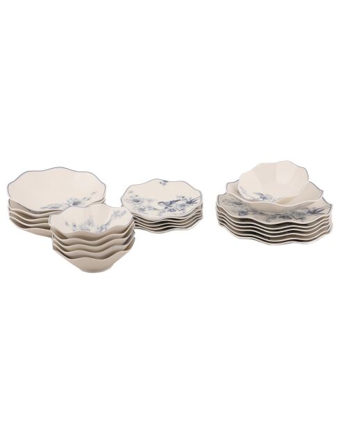 Service de table en Porcelaine multicolore - 24 pièces