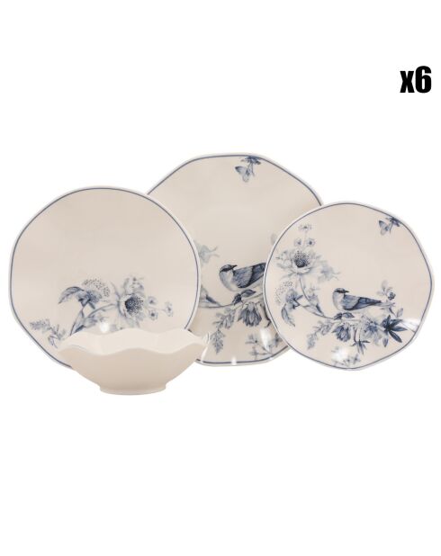 Set de vajilla de porcelana multicolor - 24 piezas