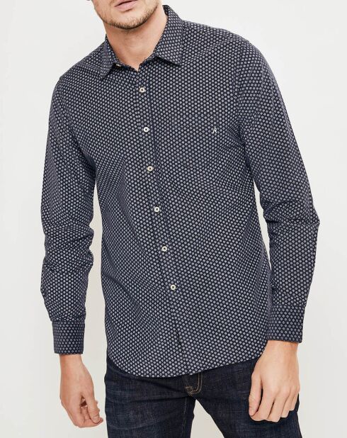 Chemise en Velours imprimée bleu/blanc