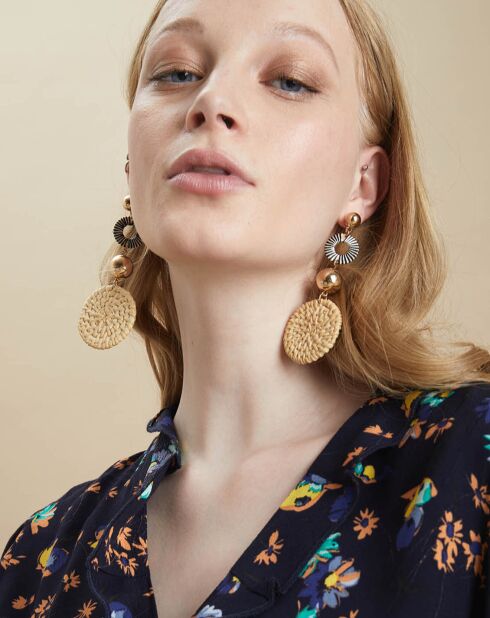 Blouse Hesse à fleurs marine