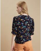 Blouse Hesse à fleurs marine