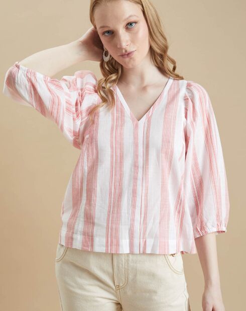 Wit/roze gestreepte blouse Iowa