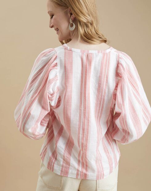 Wit/roze gestreepte blouse Iowa