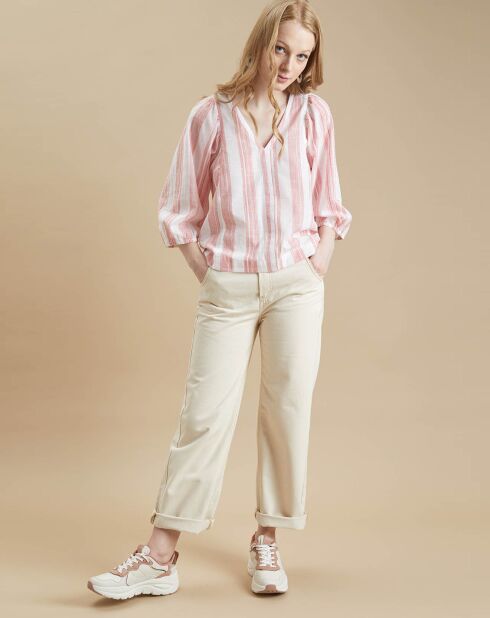 Wit/roze gestreepte blouse Iowa