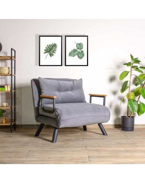 Fauteuil convertible Sando gris - 60x50x42 cm