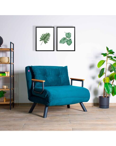 Fauteuil convertible Sando vert pétrole - 60x50x42 cm