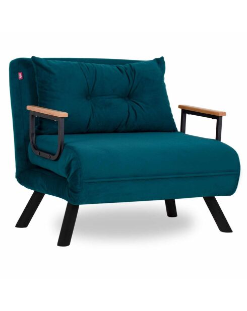 Fauteuil convertible Sando vert pétrole - 60x50x42 cm