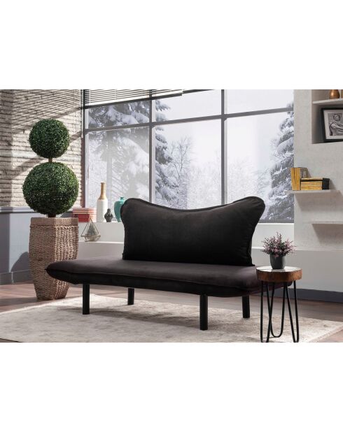 Canapé 2 places convertible Chatto noir - 140x70x65 cm