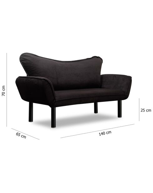 Canapé 2 places convertible Chatto noir - 140x70x65 cm