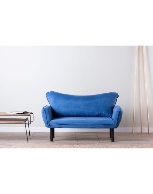 Canapé 2 places convertible Chatto bleu - 140x70x65 cm