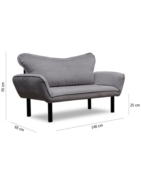 Canapé 2 places convertible Chatto gris - 140x70x65 cm