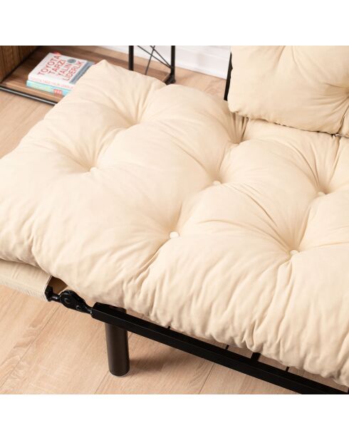 Canapé 2 places convertible Nitta crème - 155x85x73 cm