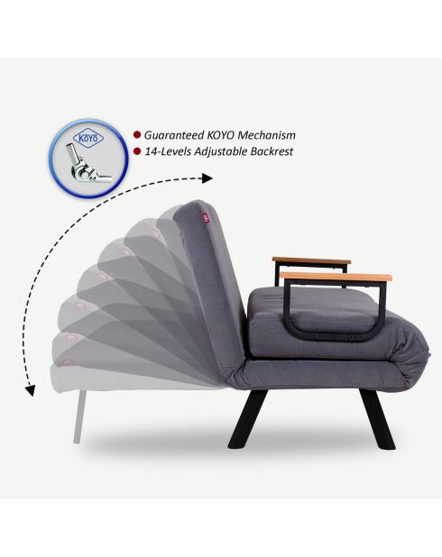 Canapé 2 places convertible Sando gris - 133x78x78 cm