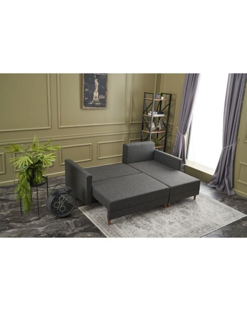 Canapé d'angle droit convertible Aydam anthracite - 215x80x135 cm